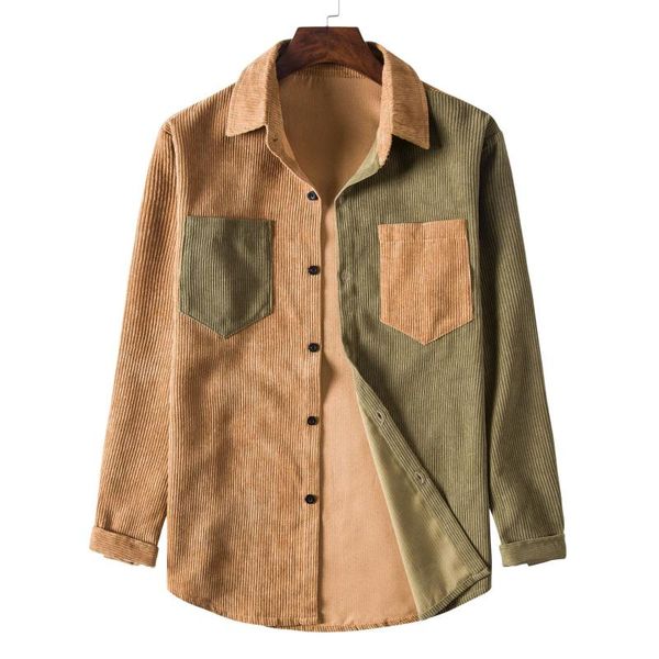 men's casual shirts parklees mens two pockets long sleeve patchwork vintage warm corduroy shirt button up harajuku jackets for men, White;black
men's casual shirts parklees mens two pockets long sleeve patchwork vintage warm corduroy shirt button up harajuku jackets for men, White;black