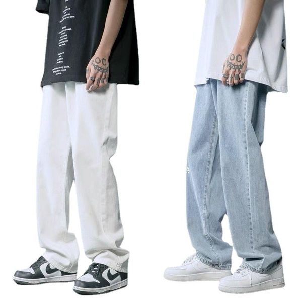 men's jeans 2021 solid drawstring denim for men full length straight loose wide leg mopping pants punk baggy leisure trousers, Blue
men's jeans 2021 solid drawstring denim for men full length straight loose wide leg mopping pants punk baggy leisure trousers, Blue