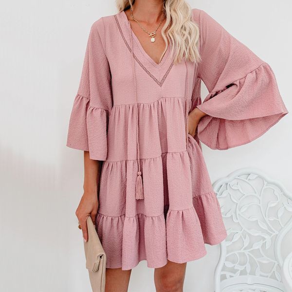 2021 new women ruffle long female fringed patchwork solid color flared sleeve casual spring party club beach vestidos okgj, Black;gray
2021 new women ruffle long female fringed patchwork solid color flared sleeve casual spring party club beach vestidos okgj, Black;gray