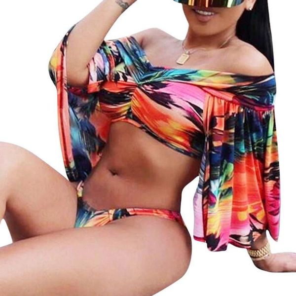 bikinis set women strapless collar medium sleeve print pullover bikini pad briefs swimming pool, beach swimwear
bikinis set women strapless collar medium sleeve print pullover bikini pad briefs swimming pool, beach swimwear
