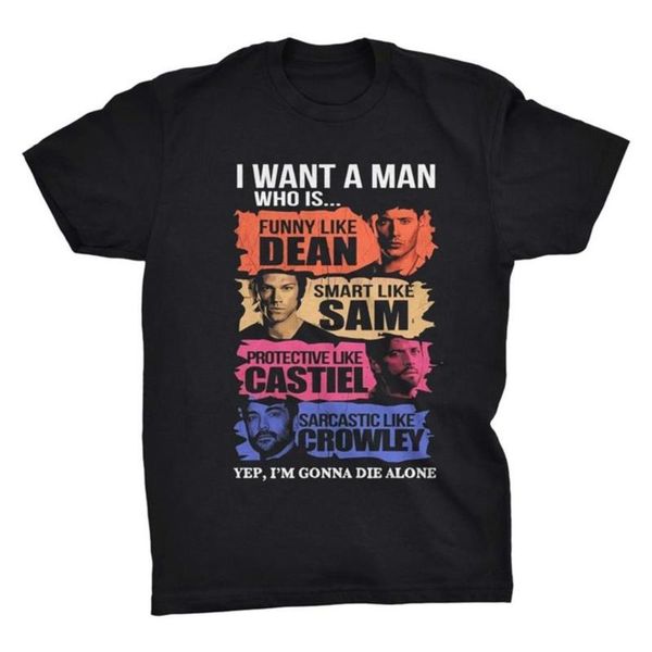 men's t-shirts supernatural man dean sam castiel crowley cotton men women t-shirt, White;black
men's t-shirts supernatural man dean sam castiel crowley cotton men women t-shirt, White;black