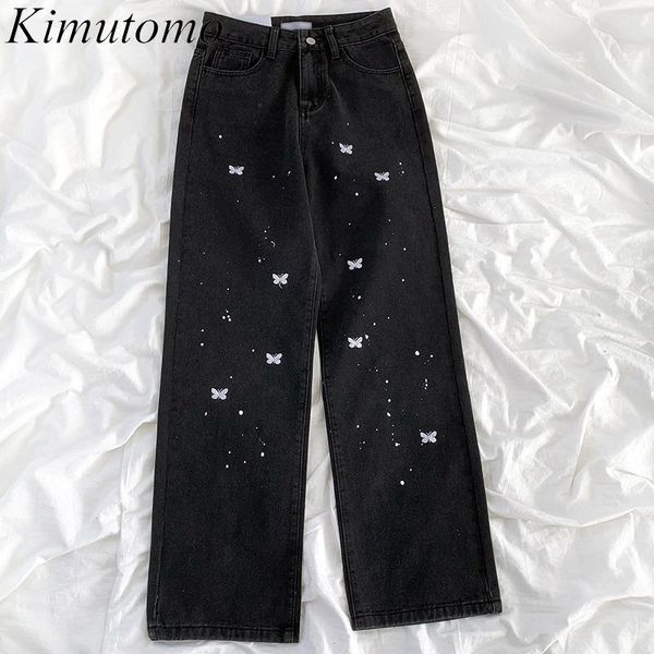 women's jeans kimutomo butterfly embroidery black women vintage high waist all-matching loose pants outwear fashion chic 2021, Blue
women's jeans kimutomo butterfly embroidery black women vintage high waist all-matching loose pants outwear fashion chic 2021, Blue