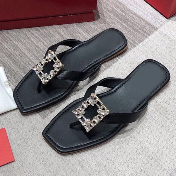 slippers 2021 summer brand women's square head flats real leather sandal metal crystal flower design female sliders, Black
slippers 2021 summer brand women's square head flats real leather sandal metal crystal flower design female sliders, Black