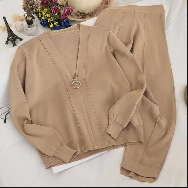 2021 autumn new 2 piece set women sporting suits knitting cardigan ankle length pants sporting wear female tracksuit tz47, Gray
2021 autumn new 2 piece set women sporting suits knitting cardigan ankle length pants sporting wear female tracksuit tz47, Gray