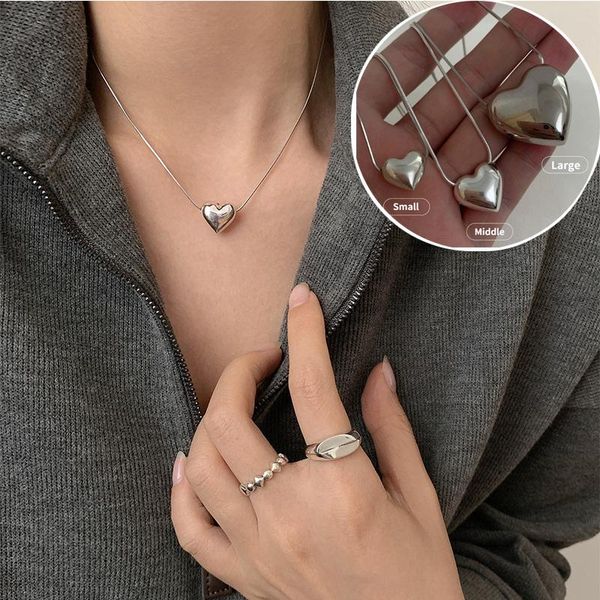 pendant necklaces stainless steel three-dimensional love necklace fashionable simple snake bone chain hip hop ornament women's, Silver
pendant necklaces stainless steel three-dimensional love necklace fashionable simple snake bone chain hip hop ornament women's, Silver
