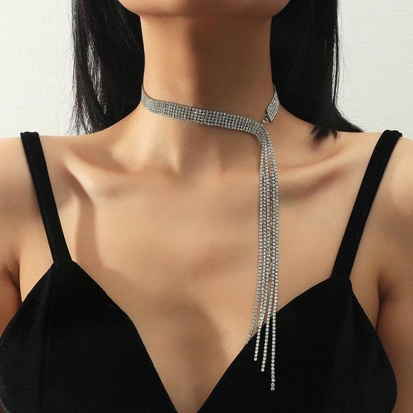 chains exaggerated necklace simple temperament personality creative full diamond tassel jewelry stainless steel wholesale, Silver
chains exaggerated necklace simple temperament personality creative full diamond tassel jewelry stainless steel wholesale, Silver