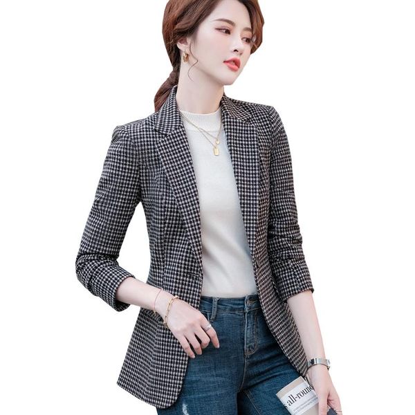 women's suits & blazers women coffee plaid single button blazer for ladies spring autumn wear fashion female formal design jack, White;black
women's suits & blazers women coffee plaid single button blazer for ladies spring autumn wear fashion female formal design jack, White;black