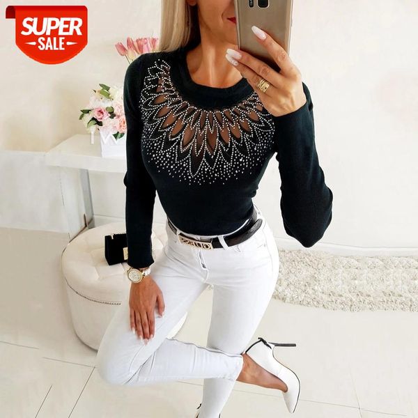 office ladies black see through pullovers drill hollowed o neck bodycon knitted female long sleeve women's clothes #yp66, White
office ladies black see through pullovers drill hollowed o neck bodycon knitted female long sleeve women's clothes #yp66, White