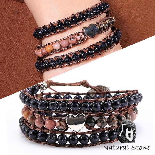 tennis handmade natural stone boho wrap bracelet bangle love heart blue sand black line rhodonite gem charm women gifts, Golden;silver
tennis handmade natural stone boho wrap bracelet bangle love heart blue sand black line rhodonite gem charm women gifts, Golden;silver