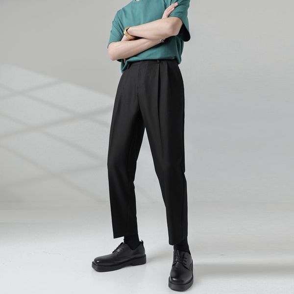 men's suits & blazers man korean streetwear fashion loose blazer trousers suit pants men casual elastic waist ankle-length pant male, White;black
men's suits & blazers man korean streetwear fashion loose blazer trousers suit pants men casual elastic waist ankle-length pant male, White;black