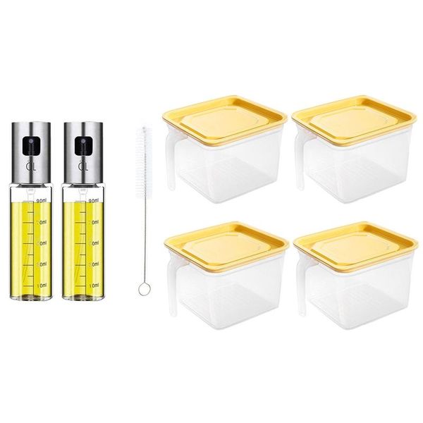 2Pcs Oil Sprayer Spray Bottle Glass Vinegar Dispenser & 4 Pcs Stackable Refrigerator Organizer Keeper with Handle
2Pcs Oil Sprayer Spray Bottle Glass Vinegar Dispenser & 4 Pcs Stackable Refrigerator Organizer Keeper with Handle