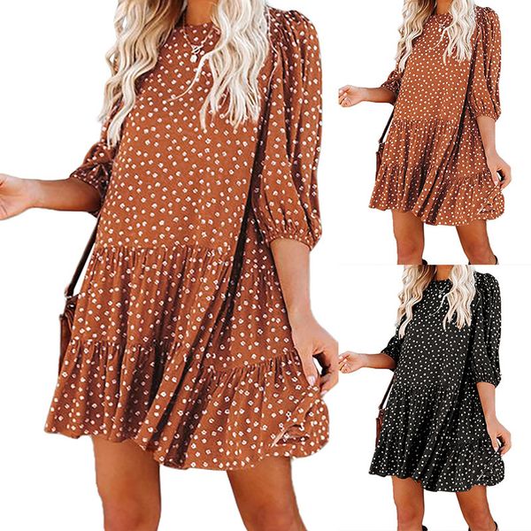 new fashion o-neck casual mini woman 2021 summer polka dot black lantern sleeve es for women femme robe 3o7a, Black;gray
new fashion o-neck casual mini woman 2021 summer polka dot black lantern sleeve es for women femme robe 3o7a, Black;gray