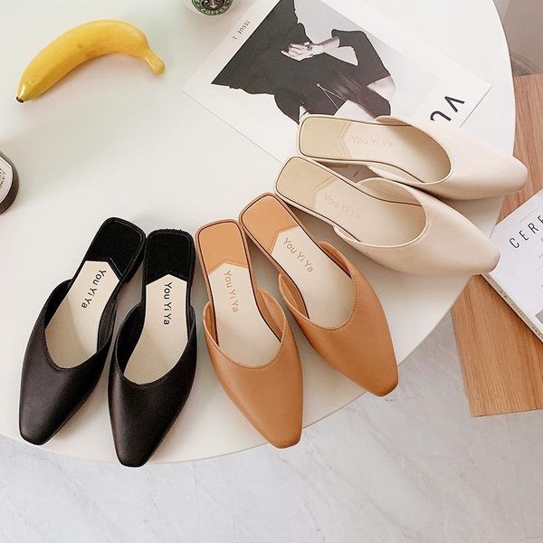 sandals flat shoes slip on slippers women summer heel outdoor pu leather fairy half pointed toe women's, Black
sandals flat shoes slip on slippers women summer heel outdoor pu leather fairy half pointed toe women's, Black