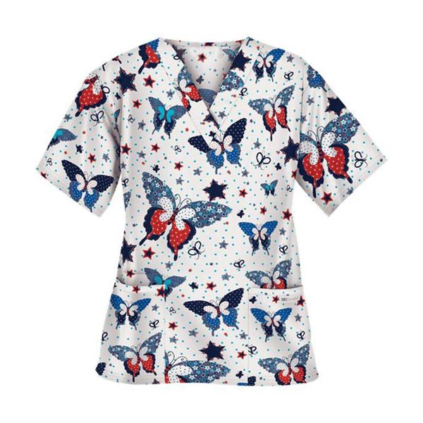 women's t-shirt cartoon butterfly print t-shirts casual oversized v-neck loose short sleeve uniform ropa mujer, White
women's t-shirt cartoon butterfly print t-shirts casual oversized v-neck loose short sleeve uniform ropa mujer, White