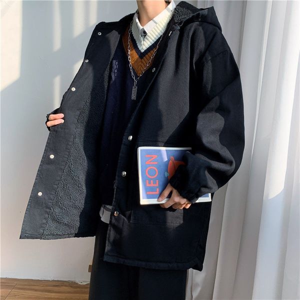 2021 new winter long men's warm fashion casual hooded lamb fur coat men loose korean style oversize denim jacket mens overcoat 3gkm, Black
2021 new winter long men's warm fashion casual hooded lamb fur coat men loose korean style oversize denim jacket mens overcoat 3gkm, Black