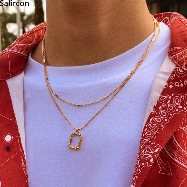 pendant necklaces vintage punk multi layer thin snake chain choker necklace for men women 2021 trend geometric rectangle jewelry, Silver
pendant necklaces vintage punk multi layer thin snake chain choker necklace for men women 2021 trend geometric rectangle jewelry, Silver