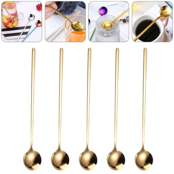spoons 5 pcs japanese style simple long handle dessert coffee mixing round spoon
spoons 5 pcs japanese style simple long handle dessert coffee mixing round spoon