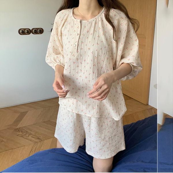shivering cherry print pajamas set womens sleepwears pastoral comfortable summer homewear short sleeve shorts 2pcs casual sleepwear s142, Black;red
shivering cherry print pajamas set womens sleepwears pastoral comfortable summer homewear short sleeve shorts 2pcs casual sleepwear s142, Black;red