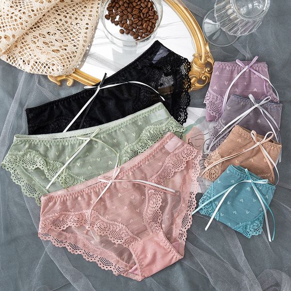 womens lace underwear thin breathable purified cotton crotch transparent cutout love mesh japanese girl briefs, Black;pink
womens lace underwear thin breathable purified cotton crotch transparent cutout love mesh japanese girl briefs, Black;pink