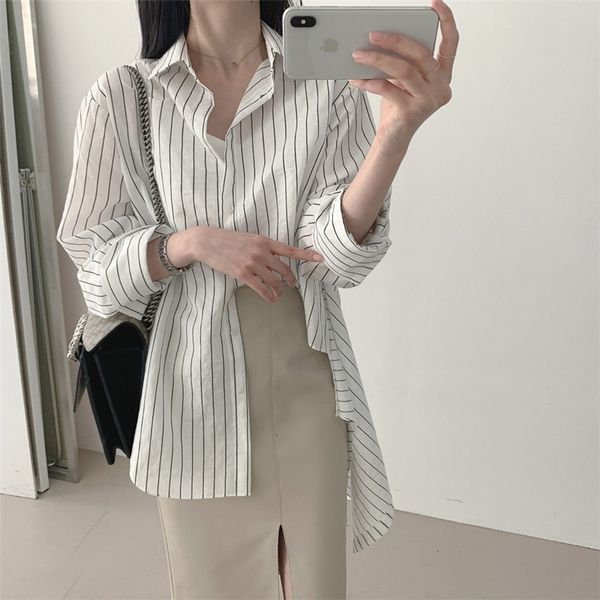 2021 lazy style white vintage striped irregular new full-sleeved fashion women office lady all match chic shirts 76n8
2021 lazy style white vintage striped irregular new full-sleeved fashion women office lady all match chic shirts 76n8