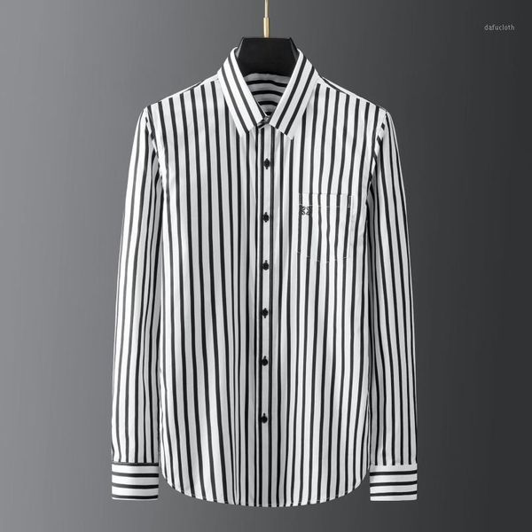 men's casual shirts 100% cotton male luxury long sleeve embroidery mens dress fashion slim fit stripe man 3xl, White;black 
men's casual shirts 100% cotton male luxury long sleeve embroidery mens dress fashion slim fit stripe man 3xl, White;black