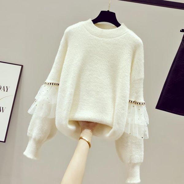 women's sweaters 2021 winter fashion women warm sweater loose oversized man made mink cashmere thick solid knitwear mesh long sleeve pu, White;black
women's sweaters 2021 winter fashion women warm sweater loose oversized man made mink cashmere thick solid knitwear mesh long sleeve pu, White;black