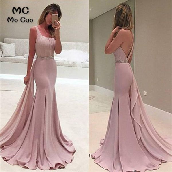 bridesmaid dress mermaid one shoulder long wedding party with beaded sashes elastic satin women dresses, White;pink
bridesmaid dress mermaid one shoulder long wedding party with beaded sashes elastic satin women dresses, White;pink