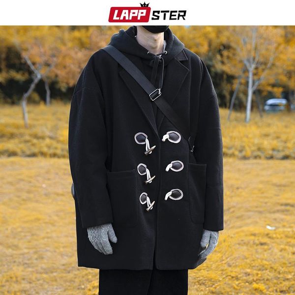 lappster winter beige trench long coat men 2021 man korean style wool coat male flannl japan male oversize horn button overcoat, Black
lappster winter beige trench long coat men 2021 man korean style wool coat male flannl japan male oversize horn button overcoat, Black