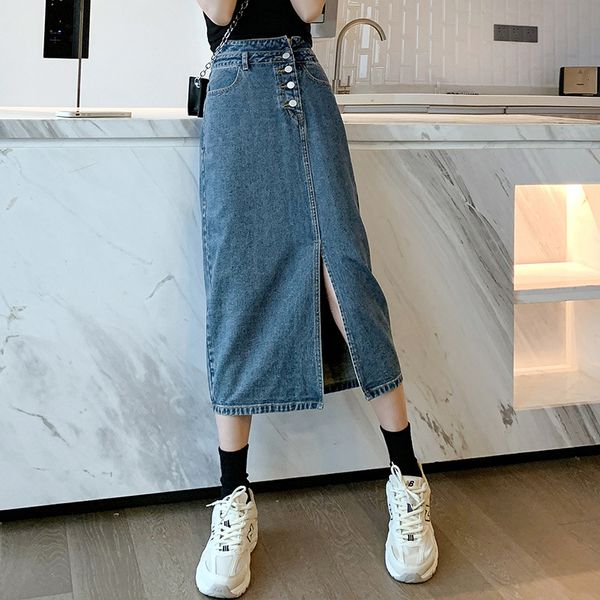 skirts 2021 autumn denim high waist thin temperament medium long versatile slit skirt summer a-word, Black
skirts 2021 autumn denim high waist thin temperament medium long versatile slit skirt summer a-word, Black