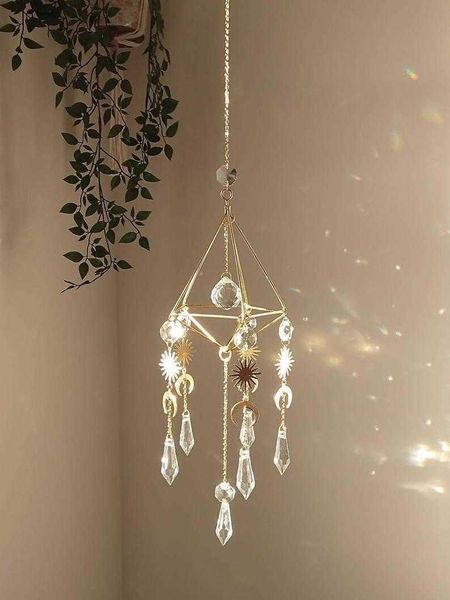 crystal sun catcher, rainbow prism, window sun catcher,gold plated celestial suncatcher, boho sun & moon with crystals h0915, Silver
crystal sun catcher, rainbow prism, window sun catcher,gold plated celestial suncatcher, boho sun & moon with crystals h0915, Silver