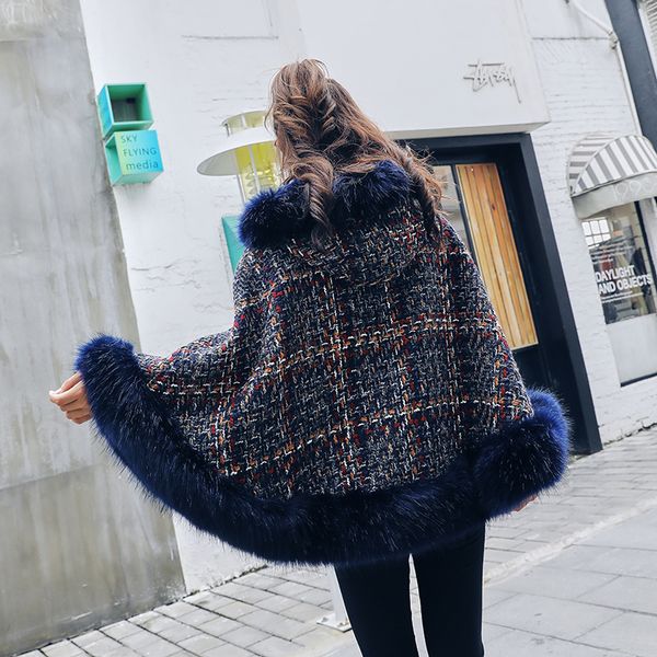 fashion tweed jacket winter collar hooded shawl cloak korean faux fox fur coat women woolen casual ponchos and capes female zihf, Black
fashion tweed jacket winter collar hooded shawl cloak korean faux fox fur coat women woolen casual ponchos and capes female zihf, Black
