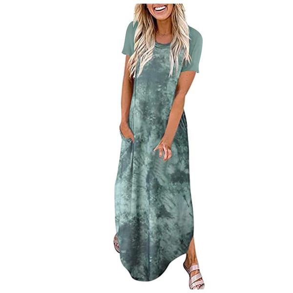 casual dresses women gradient colours pocket long dress short sleeves split maxi female vestidos, Black;gray
casual dresses women gradient colours pocket long dress short sleeves split maxi female vestidos, Black;gray