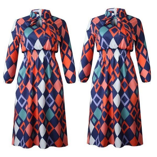 casual dresses women long sleeve midi dress bow tie elastic high waist rhombus print clubwear, Black;gray
casual dresses women long sleeve midi dress bow tie elastic high waist rhombus print clubwear, Black;gray