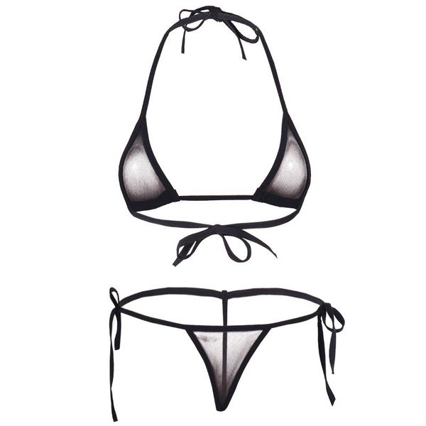 women's swimwear lingerie set 2021 women mesh see-through halter bikini with tie side g-string bottom swimsuit bathing suit, White;black
women's swimwear lingerie set 2021 women mesh see-through halter bikini with tie side g-string bottom swimsuit bathing suit, White;black