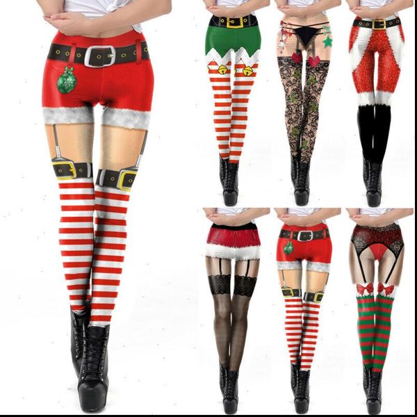 women xmas christmas leggings stretch hight waist striped bow lace bells belt 3d printing pants sports trousers, Black
women xmas christmas leggings stretch hight waist striped bow lace bells belt 3d printing pants sports trousers, Black