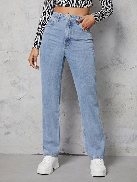 high waist studded detail jeans e1gv#, Blue
high waist studded detail jeans e1gv#, Blue