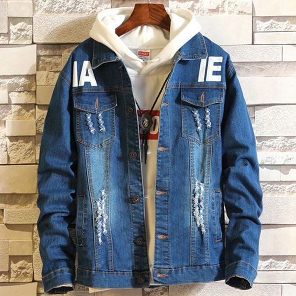 men's jackets 2021 spring and autumn fashion casual denim jacket / slim fit hole letter print cowboy coat, Black;brown
men's jackets 2021 spring and autumn fashion casual denim jacket / slim fit hole letter print cowboy coat, Black;brown