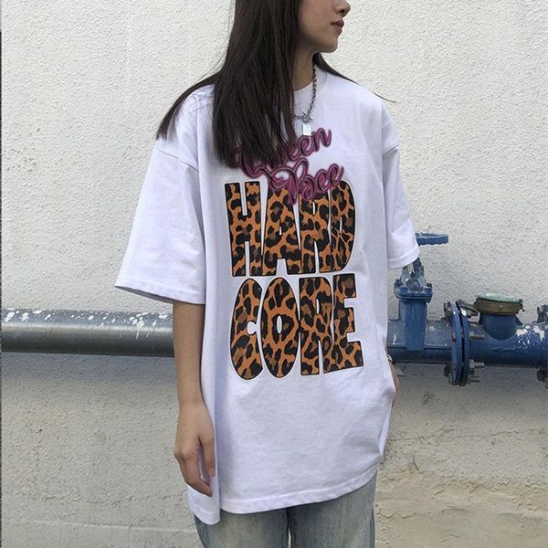 women's t-shirt fashion leopard letter print short sleeve loose casual korean white summer women student round neck clothing
women's t-shirt fashion leopard letter print short sleeve loose casual korean white summer women student round neck clothing