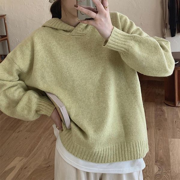 women's sweaters simple knitted hooded sweater woman korean style loose solid ladies pullover autumn casual long sleeve clothes, White;black
women's sweaters simple knitted hooded sweater woman korean style loose solid ladies pullover autumn casual long sleeve clothes, White;black
