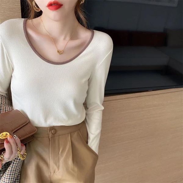 women's t-shirt foreign style versatile long sleeve bottomed shirt 2021 autumn simple small fresh thin top, White
women's t-shirt foreign style versatile long sleeve bottomed shirt 2021 autumn simple small fresh thin top, White
