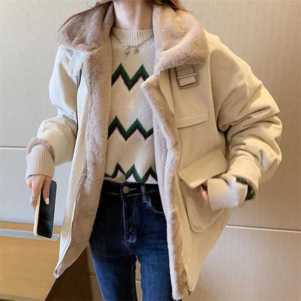 lucyever thicken women's winter jacket korean loose all-match corduroy coat for women oversize casual zipper warm plush overcoat 211216, Black
lucyever thicken women's winter jacket korean loose all-match corduroy coat for women oversize casual zipper warm plush overcoat 211216, Black