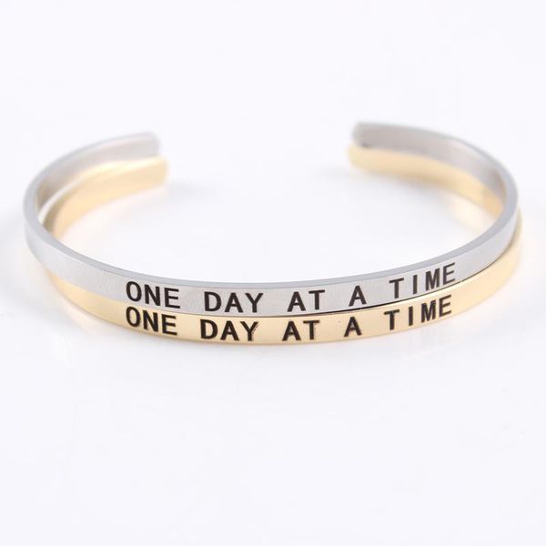 bangle one day at a time mantra stainless steel adjustable trendy for lover family secret message couple jewelry, Black
bangle one day at a time mantra stainless steel adjustable trendy for lover family secret message couple jewelry, Black