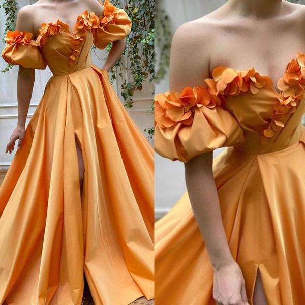 new prom dresses orange hand made flowers sleeveless satin plus size split party dress evening gowns, Black
new prom dresses orange hand made flowers sleeveless satin plus size split party dress evening gowns, Black