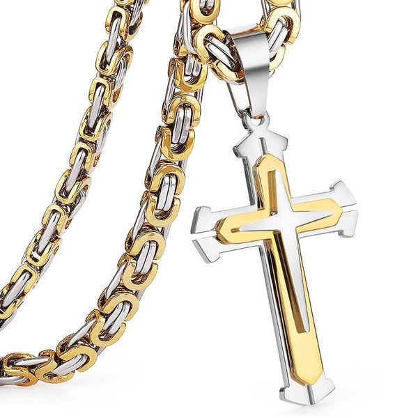 pendant necklaces stainless steel necklace multi layer cross sturdy catholic christian neckless jewelry men gift, Silver
pendant necklaces stainless steel necklace multi layer cross sturdy catholic christian neckless jewelry men gift, Silver