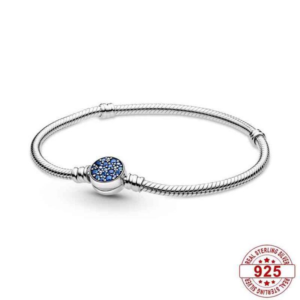 original pandora 925 sterling silver shine blue moments bracelet snake bone chain charm for women diy luxury jewelry fashion, Black 
original pandora 925 sterling silver shine blue moments bracelet snake bone chain charm for women diy luxury jewelry fashion, Black