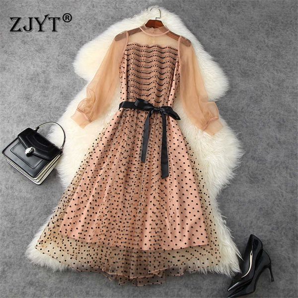 spring runway fashion vintage polka dot patterns transparent mesh dress women clothes elegant midi party vestidos 210601, Black;gray
spring runway fashion vintage polka dot patterns transparent mesh dress women clothes elegant midi party vestidos 210601, Black;gray
