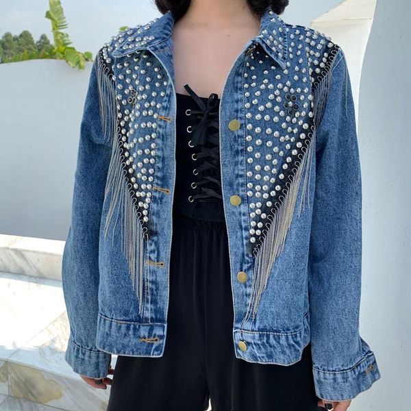 women's jackets chaquetas mujer spring streetwear denim jacket women hand-studded rivet tassel chain short jean loose black coats, Black;brown
women's jackets chaquetas mujer spring streetwear denim jacket women hand-studded rivet tassel chain short jean loose black coats, Black;brown