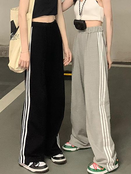 women's pants & capris summer korean 2021 high waist slim side stripe sports style wide leg floor dragging casual, Black;white
women's pants & capris summer korean 2021 high waist slim side stripe sports style wide leg floor dragging casual, Black;white