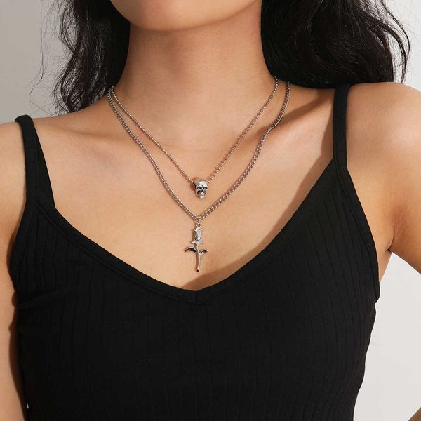 fashion flat personality exaggerated thin collar chain simple multi-layer skull necklace, Silver
fashion flat personality exaggerated thin collar chain simple multi-layer skull necklace, Silver
