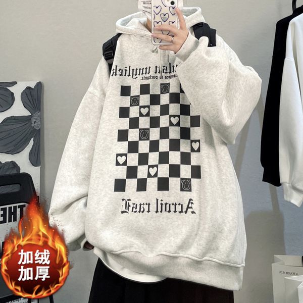 2021 winter new plaid men's hoodie sweater plush loose couple high street brand harajuku coat, Black
2021 winter new plaid men's hoodie sweater plush loose couple high street brand harajuku coat, Black